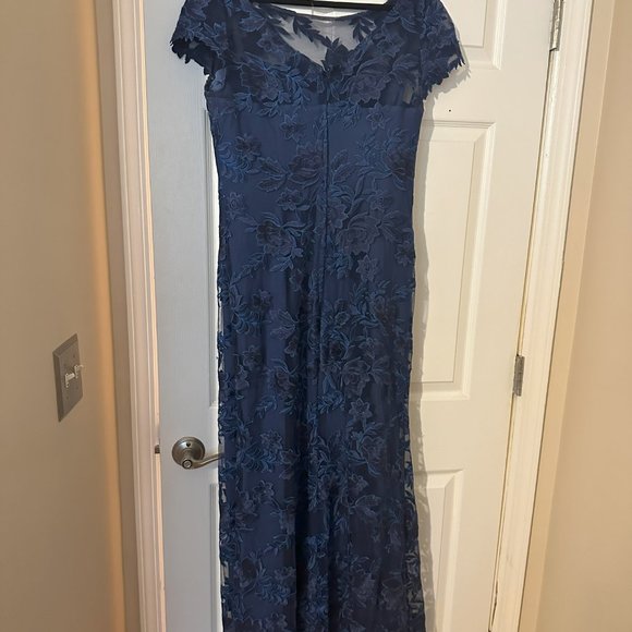 La Femme Blue Embroidered Gown - Picture 2 of 8